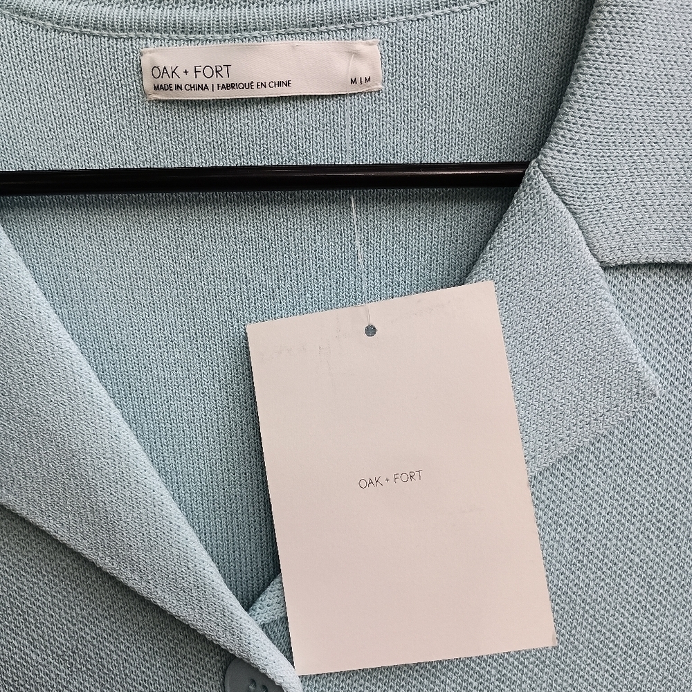NWT Oak + Fort Light Blue Oversized Collared Cardigan_Med - Picture 6 of 10
